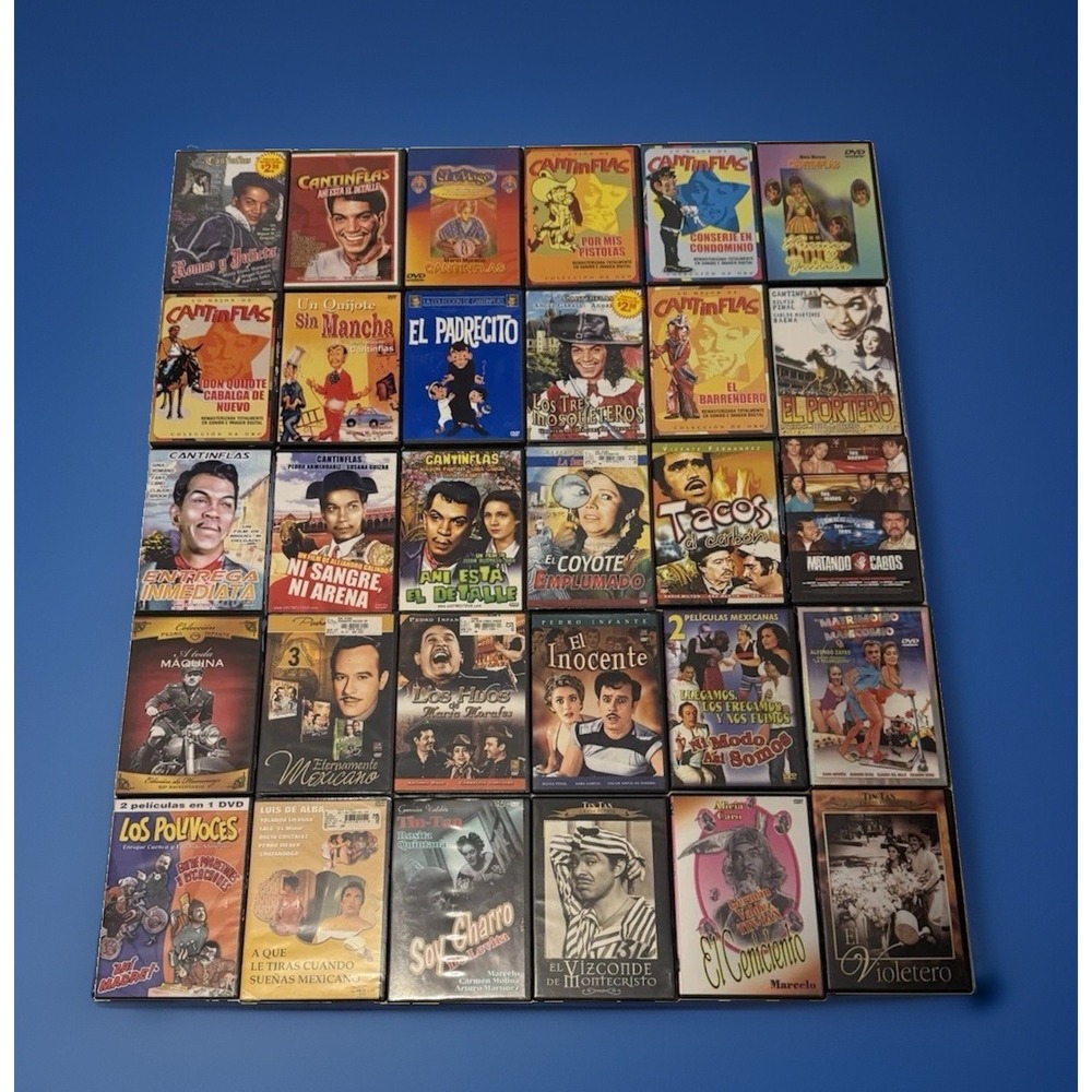 Lot of 30 Vintage Mexican Movies/Peliculas DVDs Cantinflas, Pedro Infante, Vicen